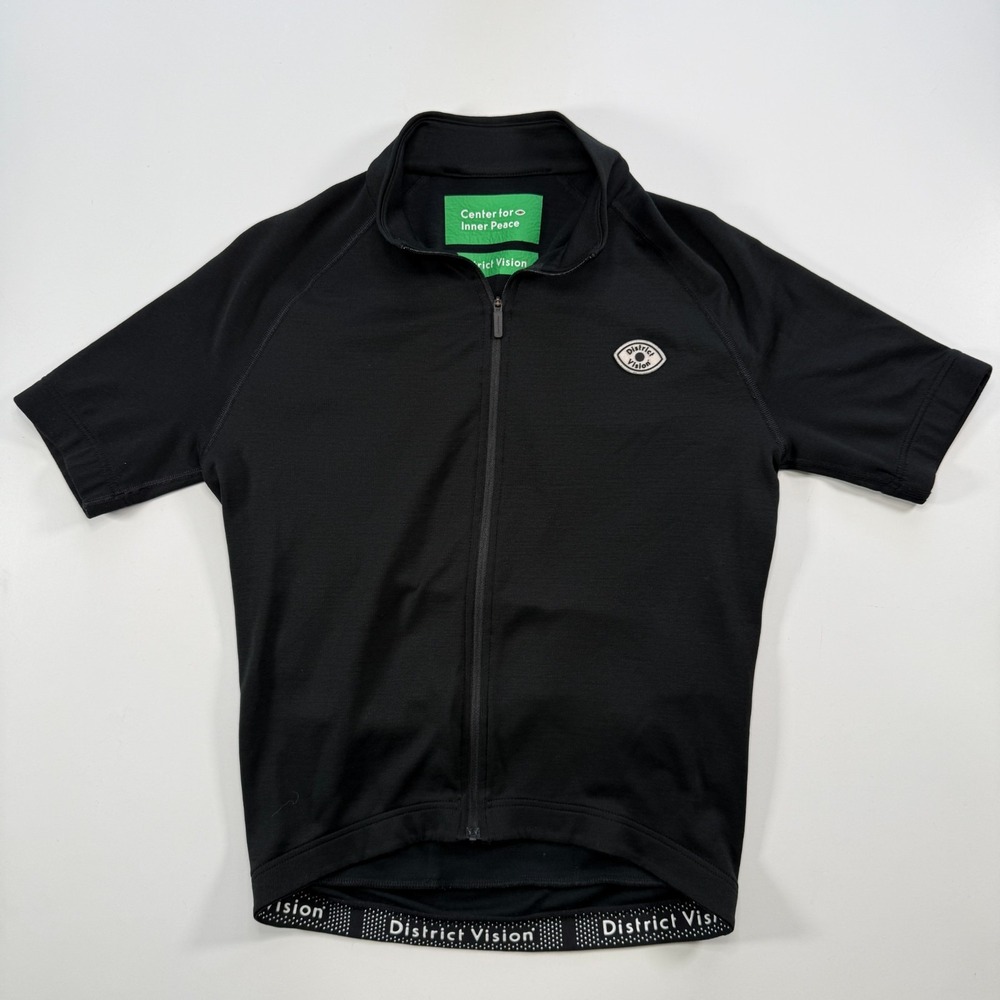 DISTRICT VISION Full Zip Short‎ Sleeve Sport Wool Cycling Jersey Medium Black
